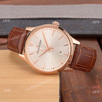 Best Copy Jaeger-LeCoultre Master Rose Gold Silver Face Watch Simple Design
